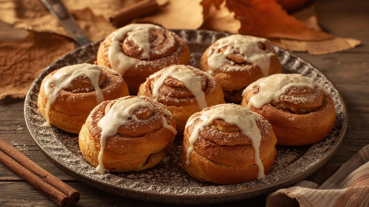 Cinnamon Rolls with Maple Pumpkin Frosting