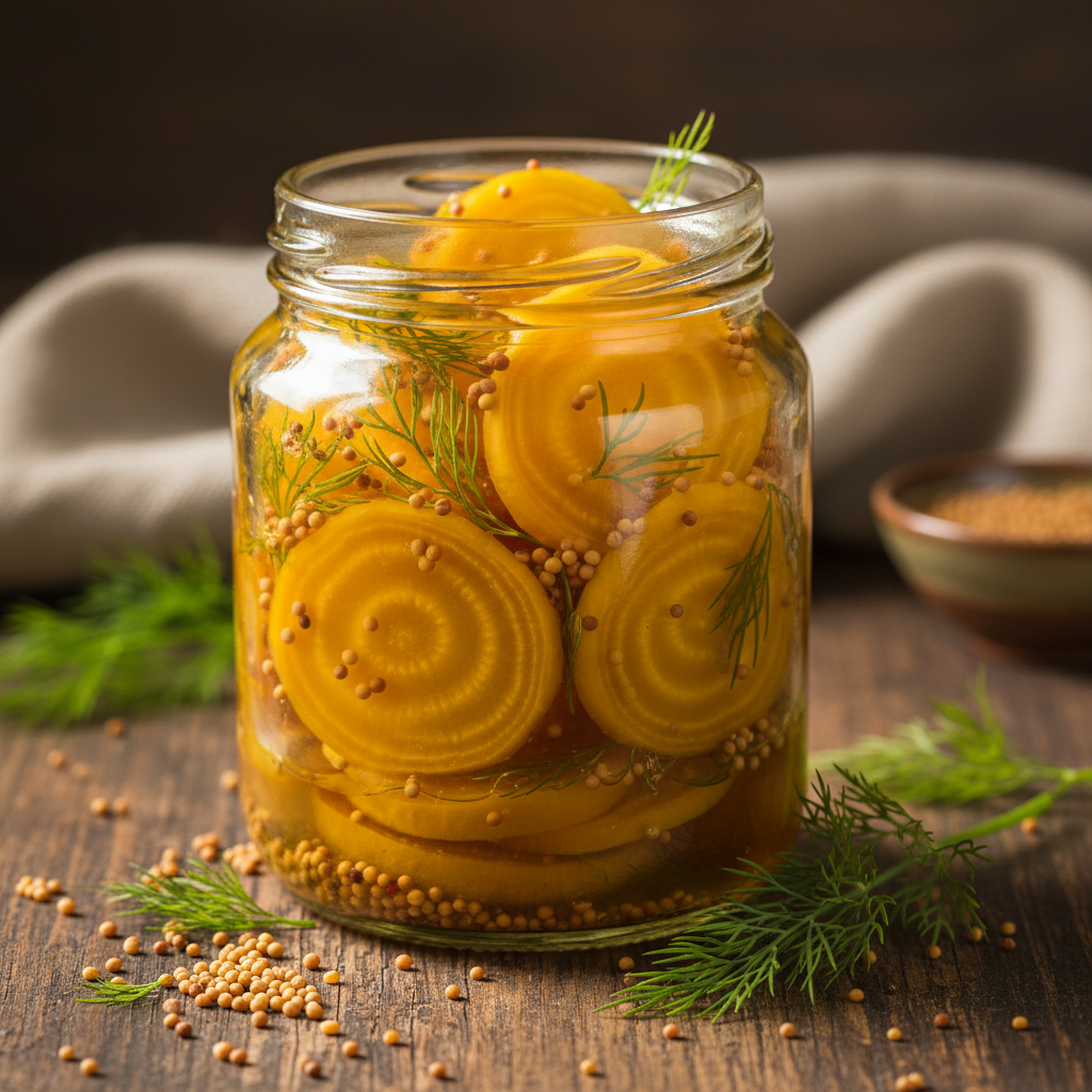 1/2 Pint of Pickled Beets, Dill, Mustard Seeds