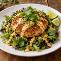 Spicy Sesame Mayo Salmon Cake Salad