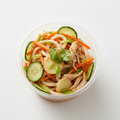 Pint Udon Noodle Salad, Carrots, Soy Pickled Cucumbers, Ginger, Scallions, Pulled Chicken