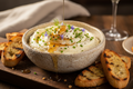 8oz Whipped Garlic Chevre Dip with House Made Crostini